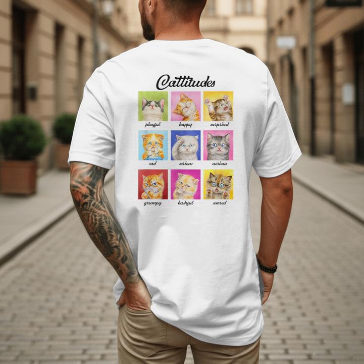 Cat Lover Cat Mom Cat Dad Crazy Cat Lady Cattitudes Men's Back Print T-Shirt
