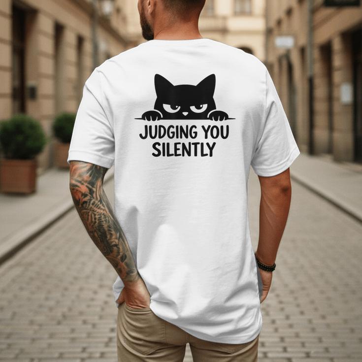 Cat For Cat Lover Mom Dad Cat Judging You Silently Men's Back Print T-Shirt