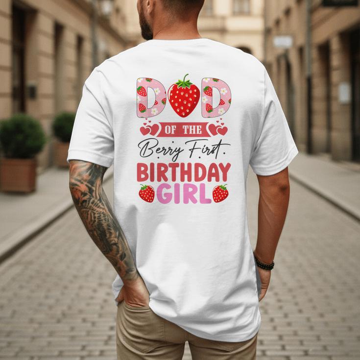 Dad Of The Berry First Birthday Girl Sweet Strawberry Men's Back Print T-Shirt