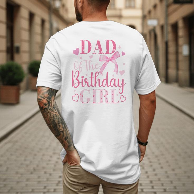 Dad Of The Birthday Girl Bow Cute Pink Matching Family Party Men's Back Print T-Shirt