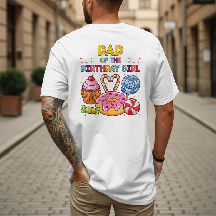 Dad Of The Birthday Girl Candyland Colorful Lollipop Party Men's Back Print T-Shirt