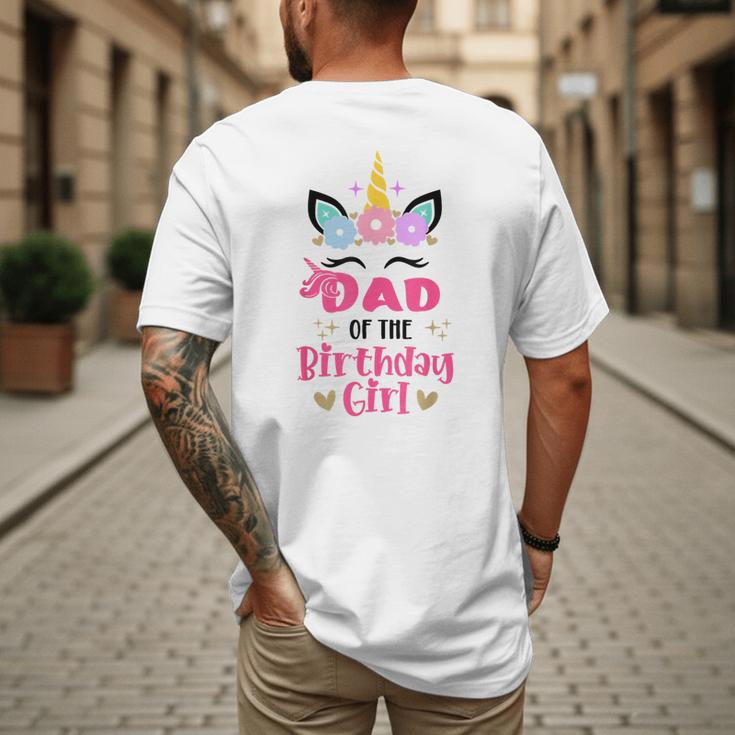 Dad Of The Birthday Girl Family Matching Unicorn Birthday Men's Back Print T-Shirt