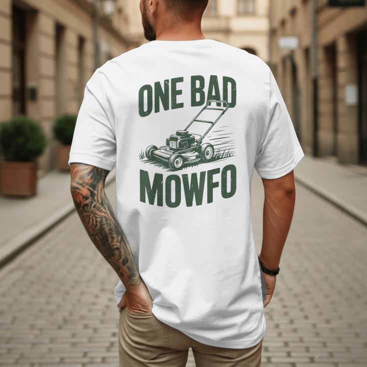 Dad Lawn Mowing One Bad Mowfo Mower Dad Gardening Men's Back Print T-Shirt