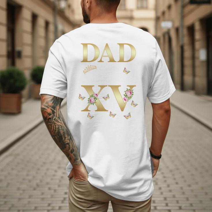 Dad Of The Miss Quince XV Birthday Mexican Quinceanera Men's Back Print T-Shirt