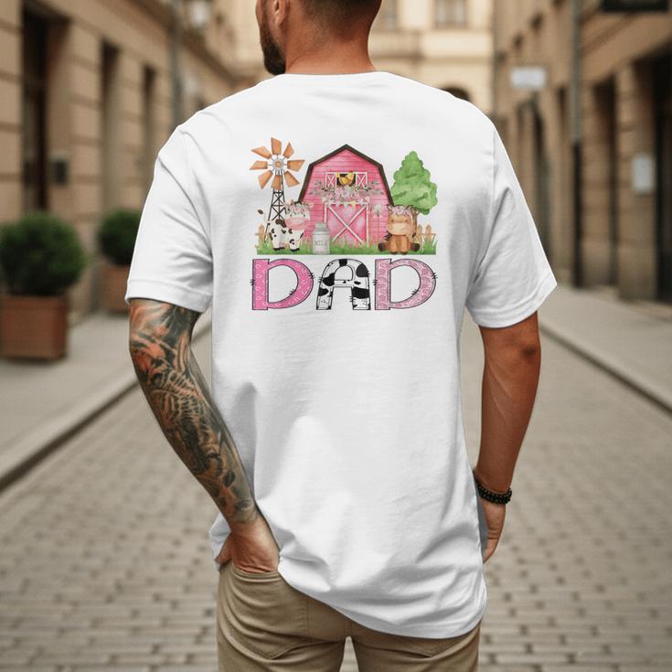 Dad Pink Farm Animal Birthday Kids Matching Family Men's Back Print T-Shirt
