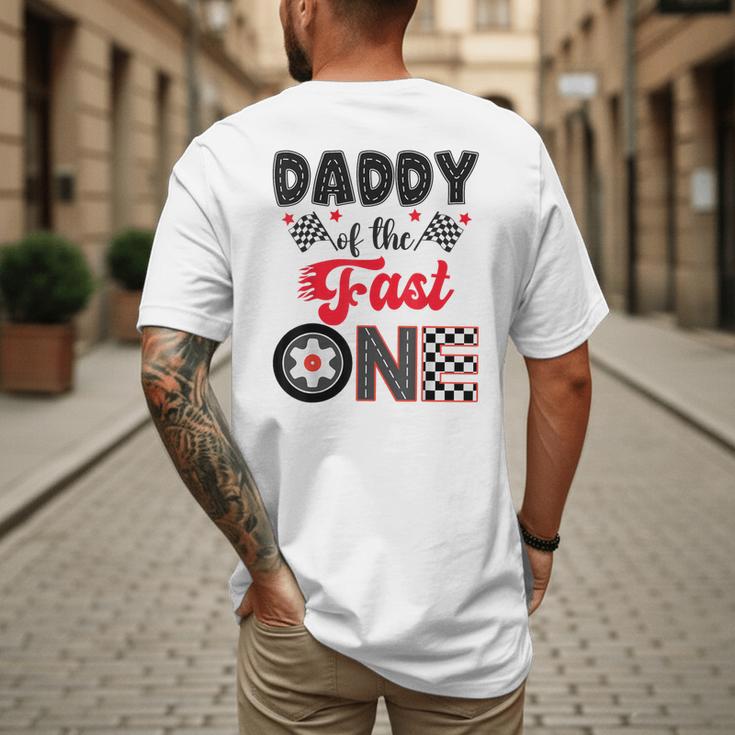 Daddy Of The Fast One Car Racing Dad 1St Birthday Boy Men's Back Print T-Shirt