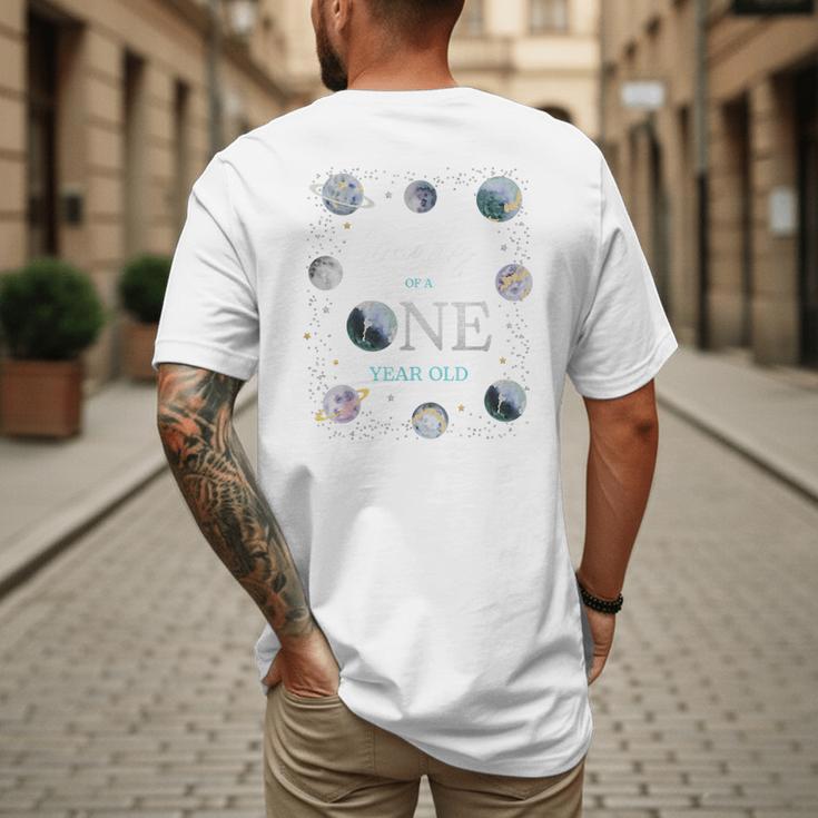 Daddy Houston We Have One Year Old Space Theme 1st Birthday Men's Back Print T-Shirt