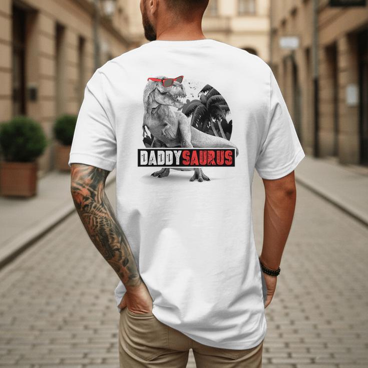 Daddysaurus T-Rex Dad Dinosaur Daddy Saurus Fathers Day Men's Back Print T-Shirt