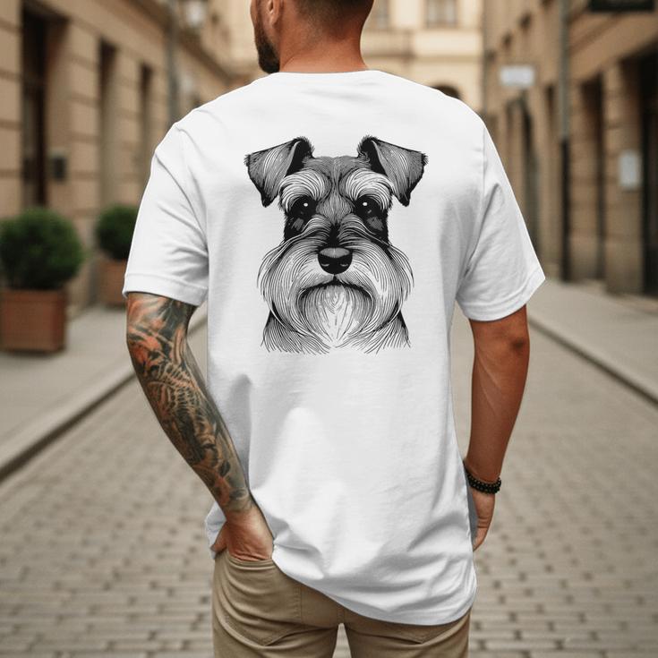 Dog Fingerprint Miniature Schnauzer Dad Mom Men's Back Print T-Shirt