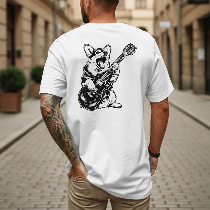 Dog Guitarist Guitar Pembroke Welsh Corgi Dad Mom Men's Back Print T-Shirt