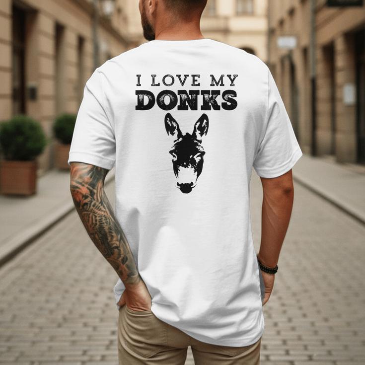 Donkey Mom Or Dad I Love My Donks Farmer Men's Back Print T-Shirt