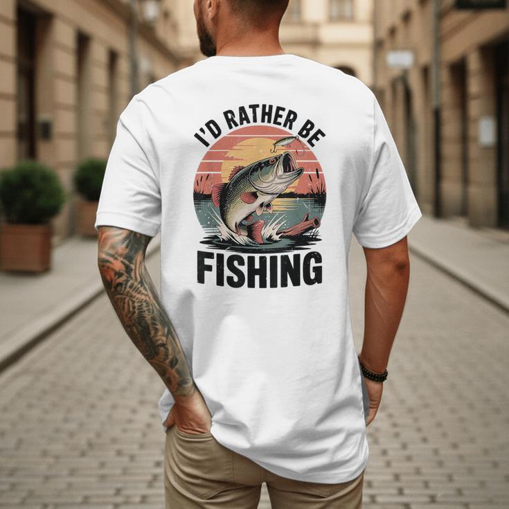 Id Rather Be Fishing Largemouth Bass Fish Dad Jokes Men's Back Print T-Shirt