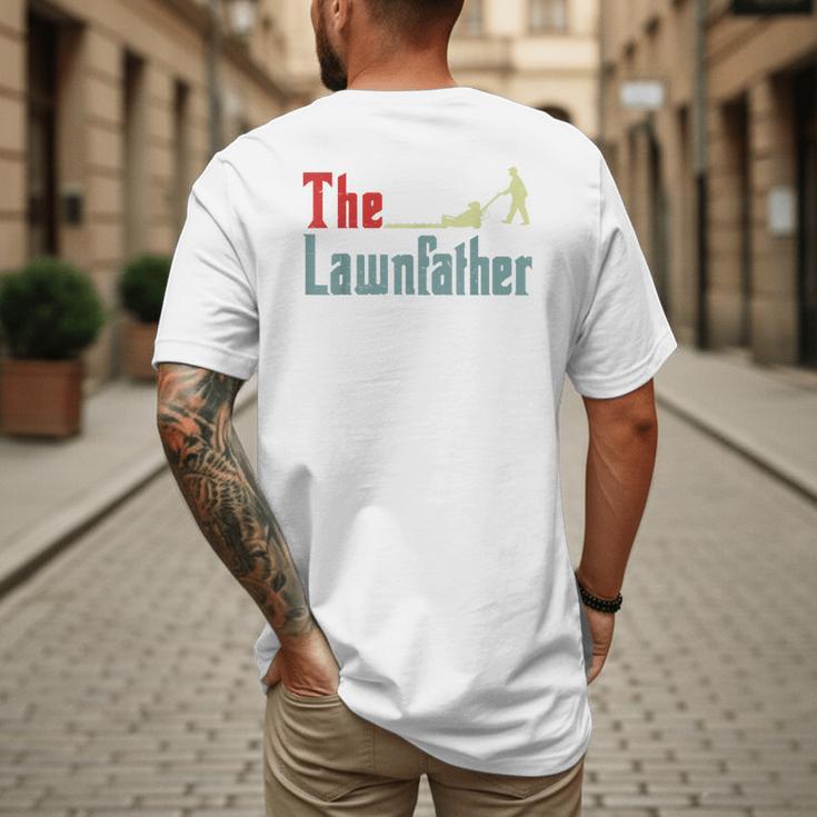 Lawn Mowing Lawnfather Dad Lawn Mower Gardening Men's Back Print T-Shirt