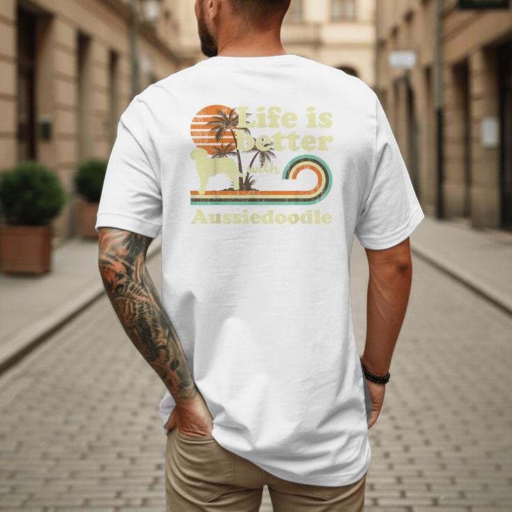 Life Better Aussiedoodle Vintage Dog Mom Dad Men's Back Print T-Shirt Life Better Aussiedoodle Vintage Dog Mom Dad Men's Back Print T-Shirt