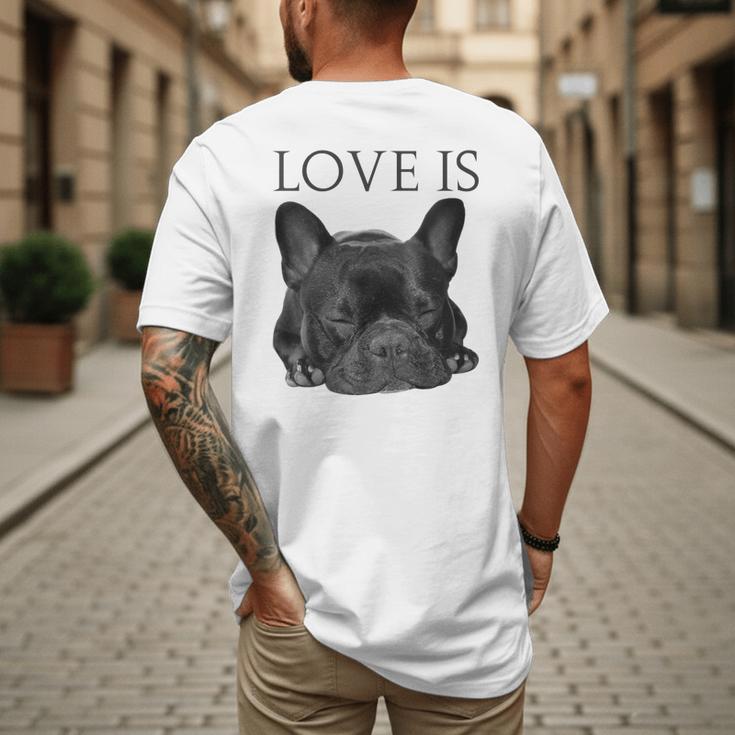 Love Is French Bulldog Shirt Frenchie Lover Tee Dog Mom Dad Men's Back Print T-Shirt