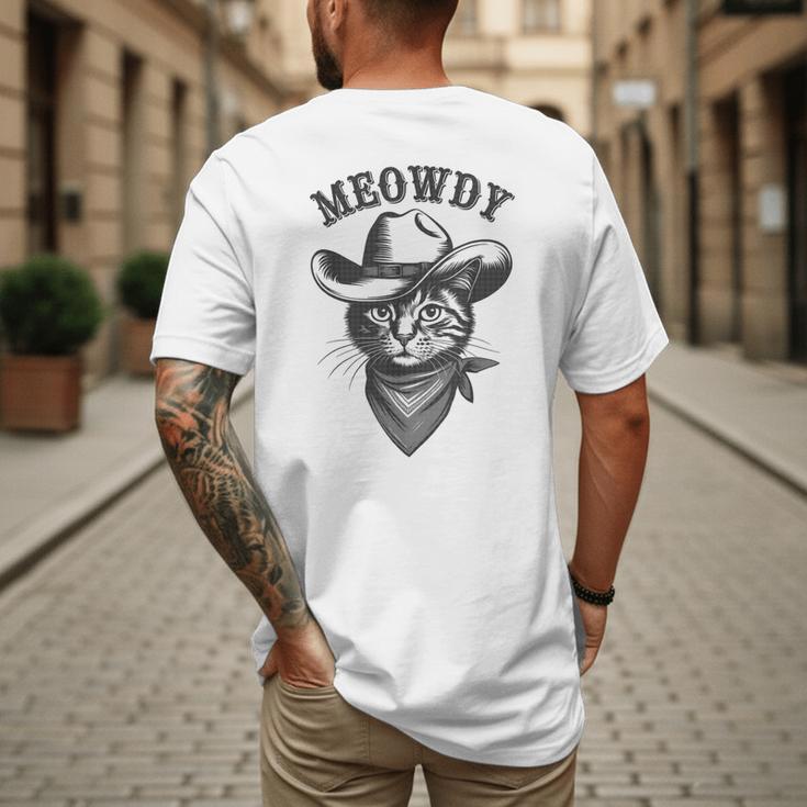 Meowdy Cat Cowboy Western Graphic Cat Lady Cat Dad Men's Back Print T-Shirt Meowdy Cat Cowboy Western Graphic Cat Lady Cat Dad Men's Back Print T-Shirt