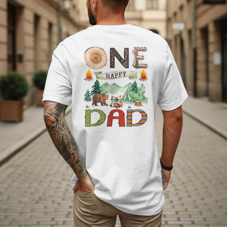 One Happy Dad Camper 1st Birthday Boy Camping Bear Men's Back Print T-Shirt