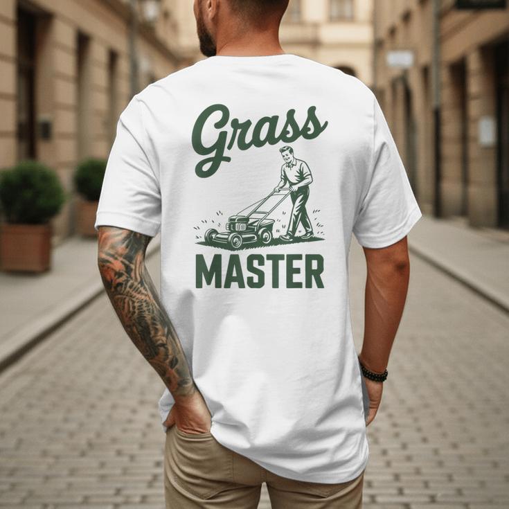 Push Lawn Mower Legend Grass Master Dad Mowing Men's Back Print T-Shirt