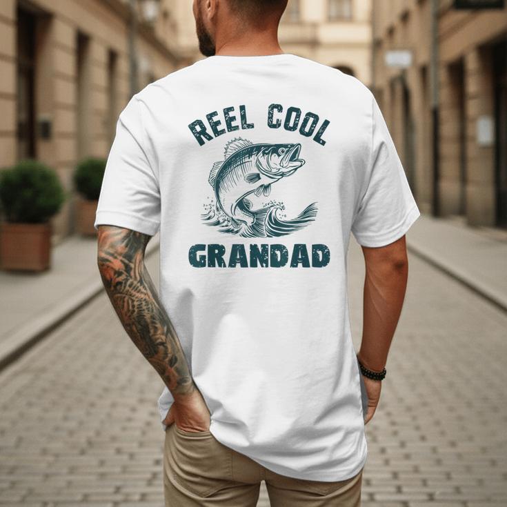 Reel Cool Grandad Fishing Grandpa Vintage Style Men's Back Print T-Shirt