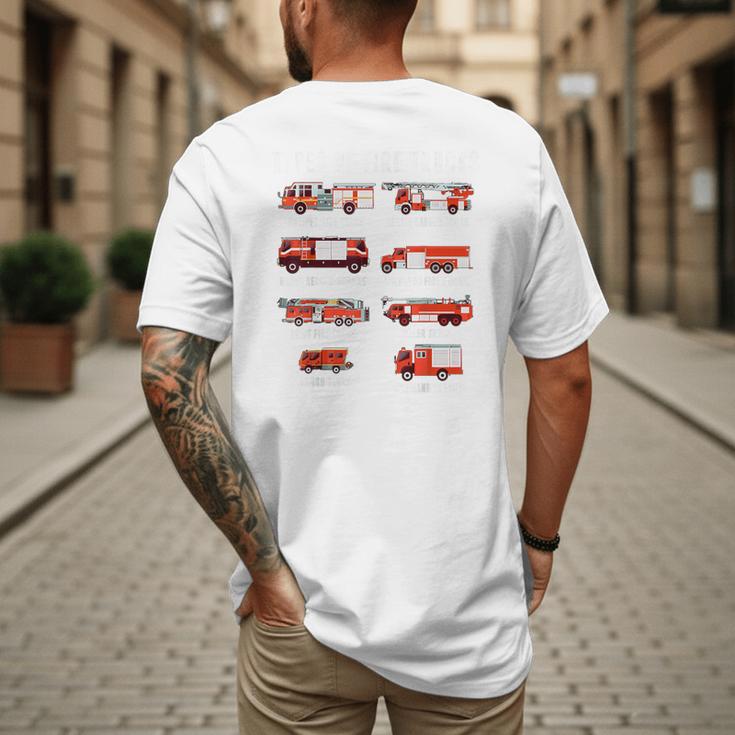 Toddler Boy Types Of FireTruck Firefighter Baby Dad Fireman Men's Back Print T-Shirt