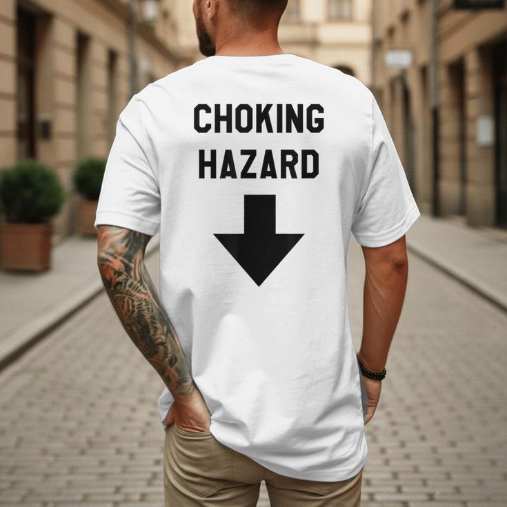 Viral And Internet Meme Crude Gag Apparel Choking Hazard Adult Dad Joke Men's Back Print T-Shirt Viral And Internet Meme Crude Gag Apparel Choking Hazard Adult Dad Joke Men's Back Print T-Shirt