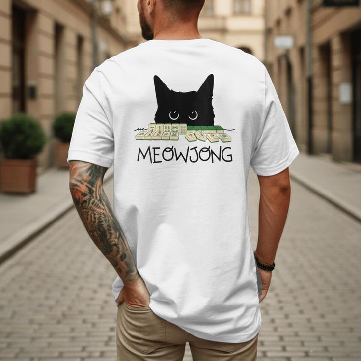 Women's Meowjong Cat Mahjong Chinese Game Cat Mom Dad Men's Back Print T-Shirt