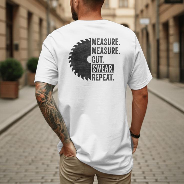 Woodworking Dad Measure Cut Swear Handyman Fathers Day Men's Back Print T-Shirt