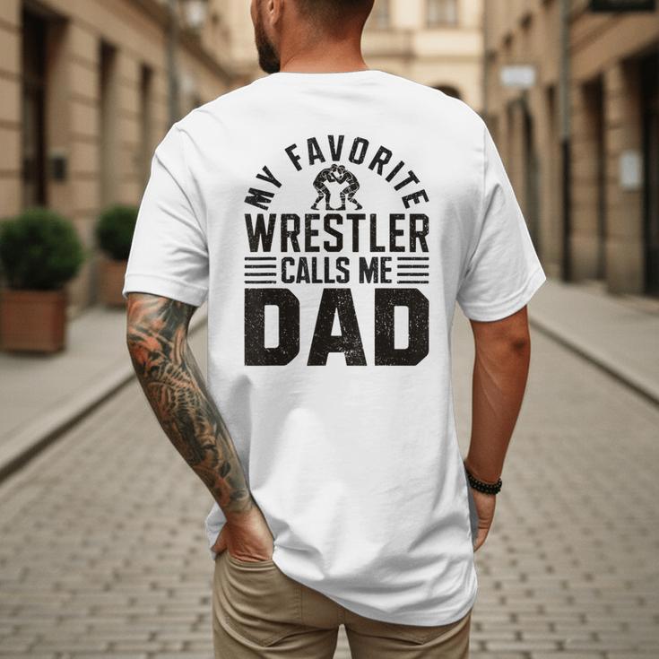 Wrestler Daddy Wrestling Dad Men's Back Print T-Shirt