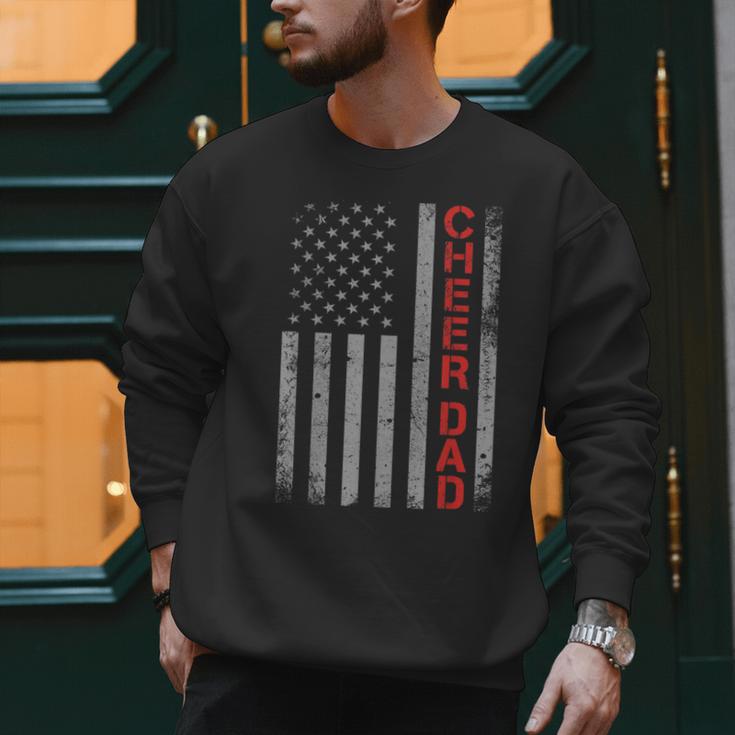 American Flag Cheer Dad Vintage Patriotic Father Cheerleader Men Sweatshirt
