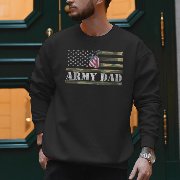 Army Dad With American Flag Camo For Veteran Day Women Kids Men Men Sweatshirt