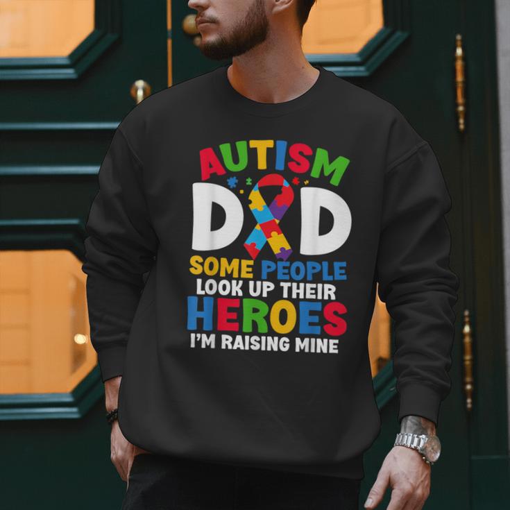 Autism Dad Puzzle Ribbon Proud Son Hero Autism Awareness Men Sweatshirt