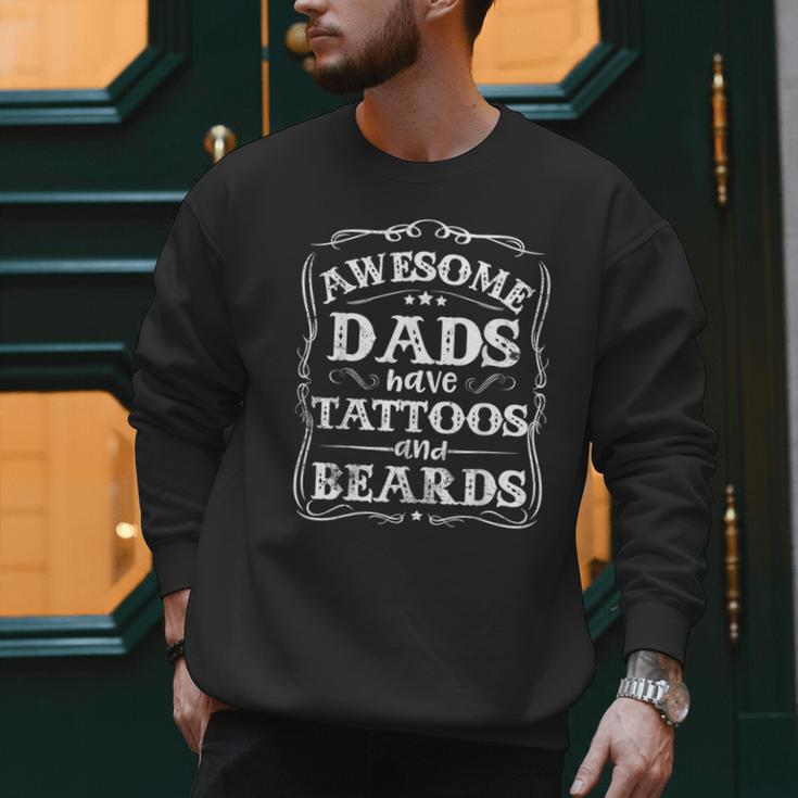 Awesome Dads Have Tattoos And Beards Father's Day 2025 Men Sweatshirt