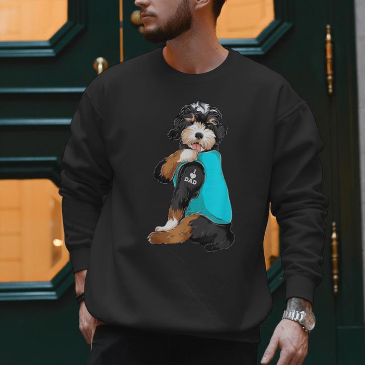 Bernedoodle I Love Dad Tattoo Apparel Dog Dad Dads Men Sweatshirt