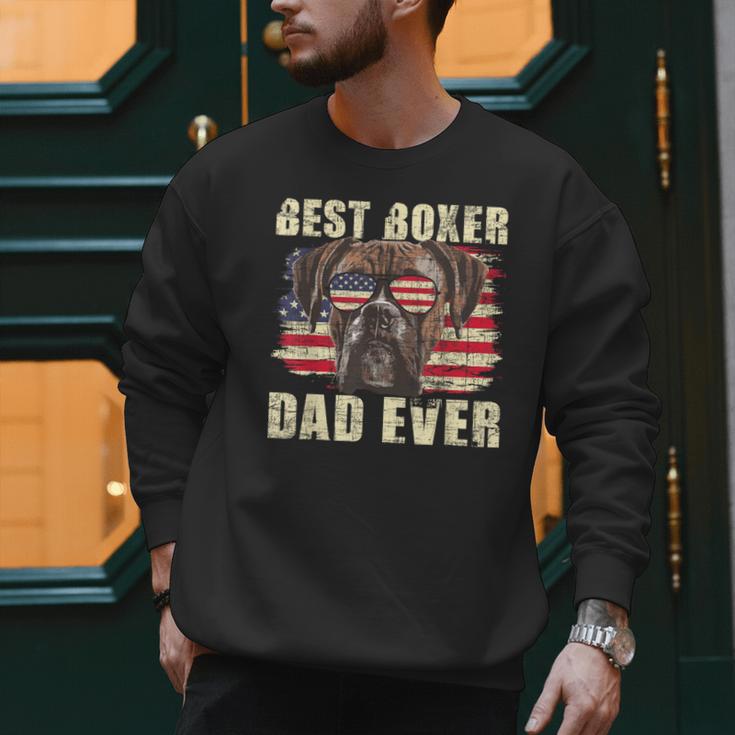 Best Boxer Dad Ever USA Flag American Dog Animal Lover Men Sweatshirt