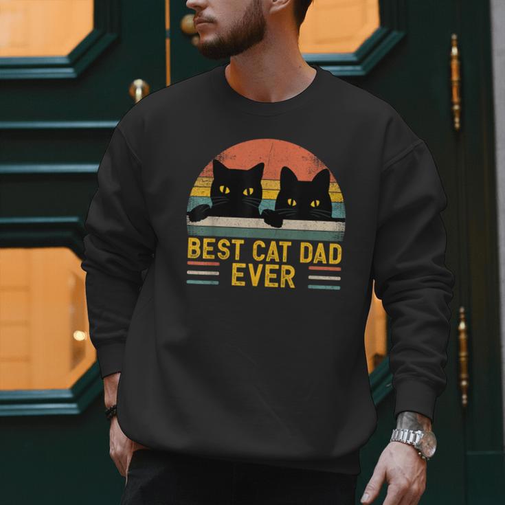 Best Cat Dad Ever Retro Style Cats Lover Men Sweatshirt