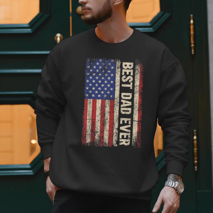 Best Dad Ever US American Flag For Father's Day Men Men Sweatshirt