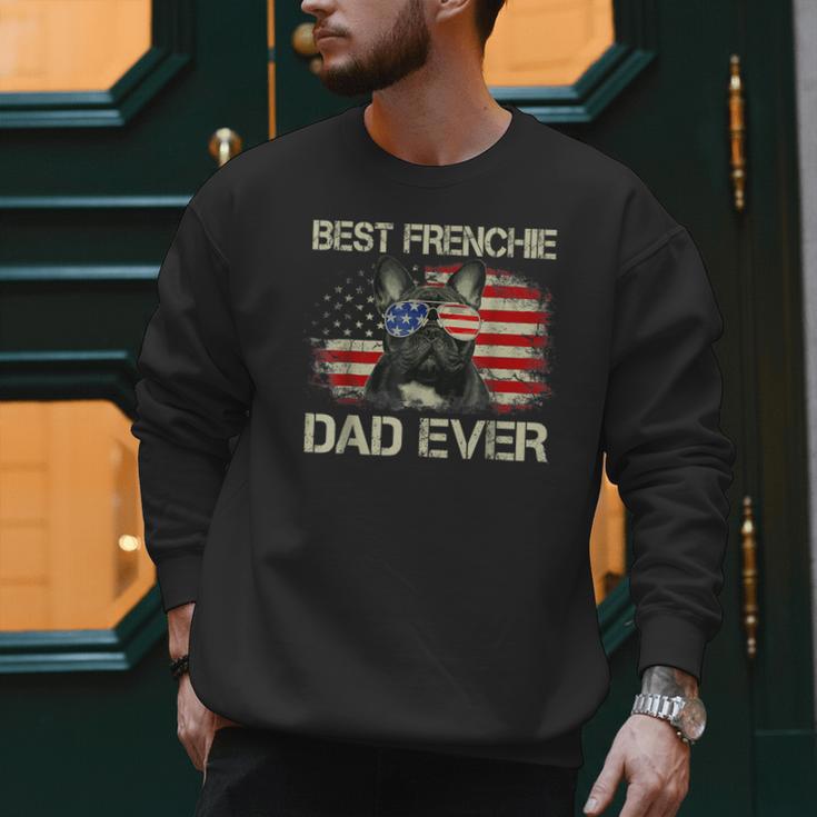 Best Frenchie Dad Ever Bulldog American Flag Men Sweatshirt