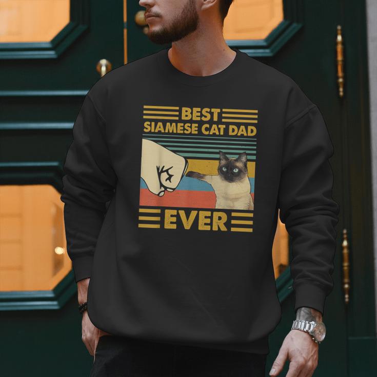 Best Siamese Cat Dad Ever Retro Vintage Sunset Men Sweatshirt