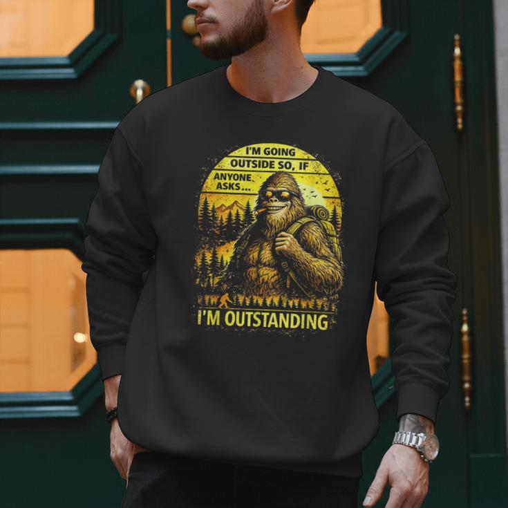 Bigfoot Outdoor Hiking Dad Joke Im Outstanding Sasquatch Men Sweatshirt