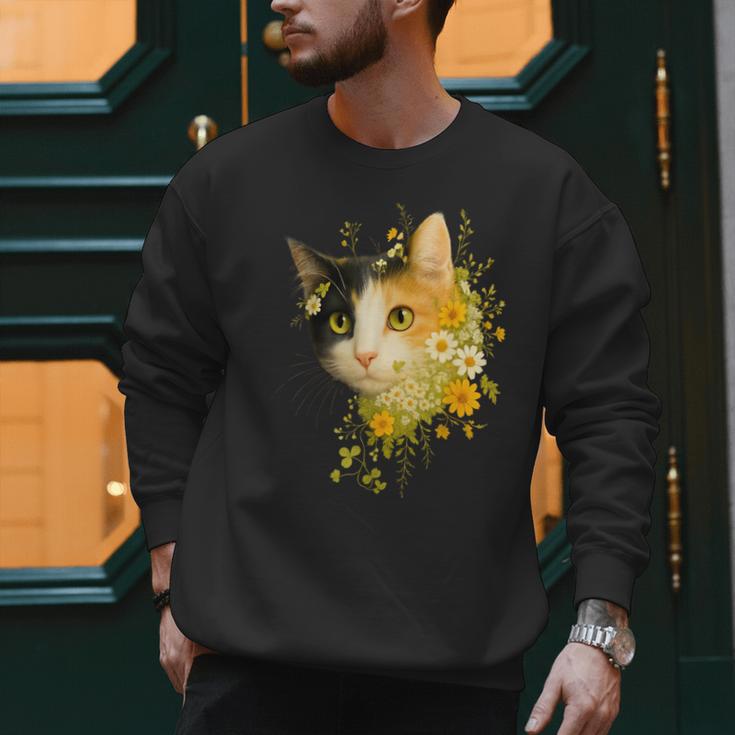 Calico Cat With Flowers For Mom Dad Women Men Kids Botanical Men Sweatshirt Calico Cat With Flowers For Mom Dad Women Men Kids Botanical Men Sweatshirt