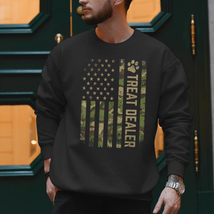Camo Cat Treat Dealer American Flag US Cat Dad 4th Of July For Men Women Men Sweatshirt