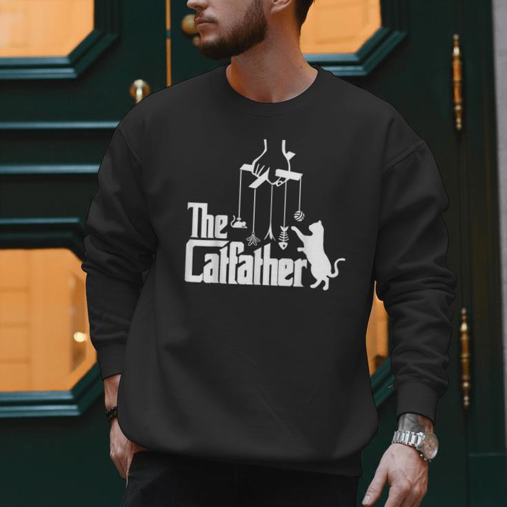 Cat Dad Life The Catfather Fathers Day Vintage Men Sweatshirt