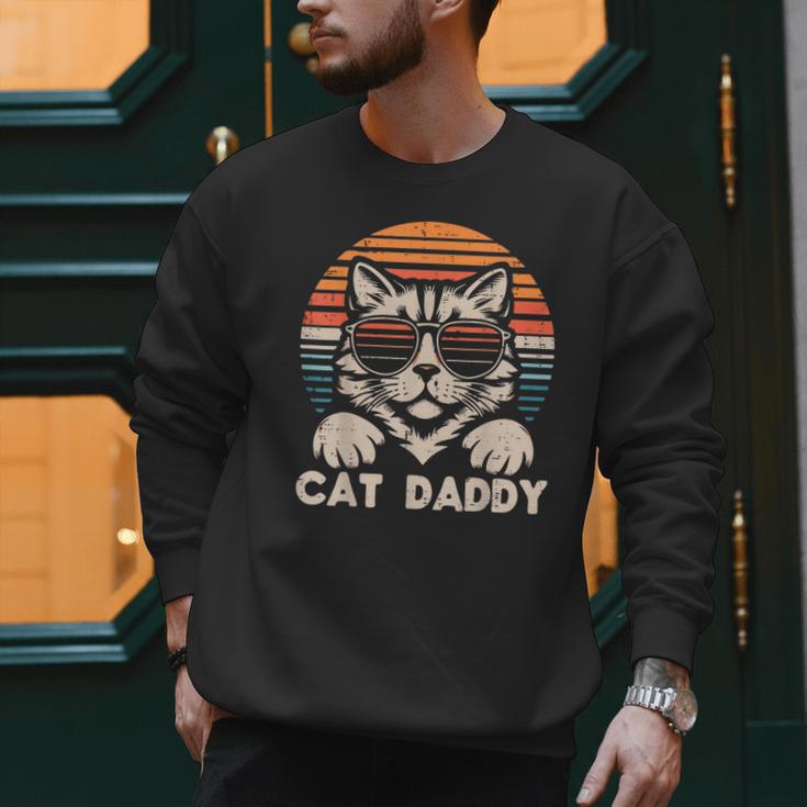 Cat Daddy Sunglasses Sunset Retro Fur Dad Papa Kitten Men Men Sweatshirt