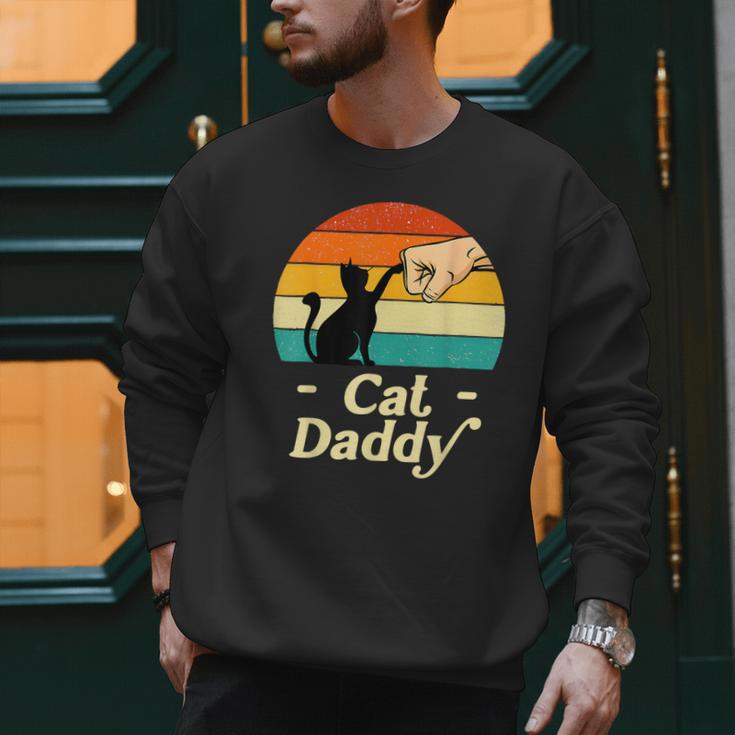 Cat Daddy Vintage Cat Lover Cat Dad Fathers Day Men Sweatshirt