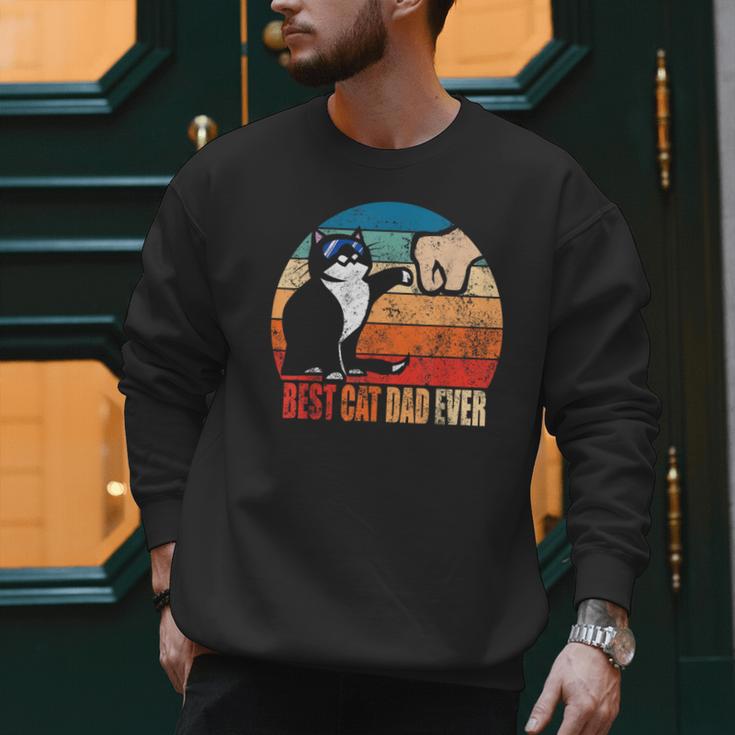 Cat Loving Daddy Fathers Day Mens None Best Cat Dad Ever Paw Fist Bump Fathers Day TeeShirt Small US Men Sweatshirt