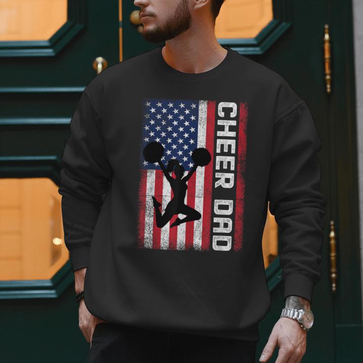 Cheer Dad American Flag Cheerleader Support Men Sweatshirt