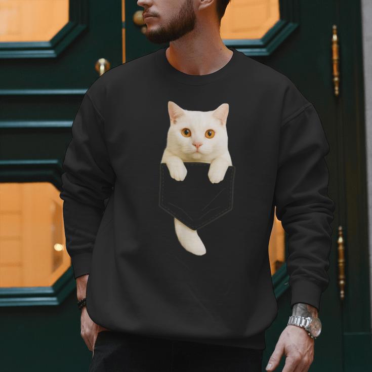 Cute Cat Pocket Cat Mom Cat Dad Cat Lover Men Sweatshirt