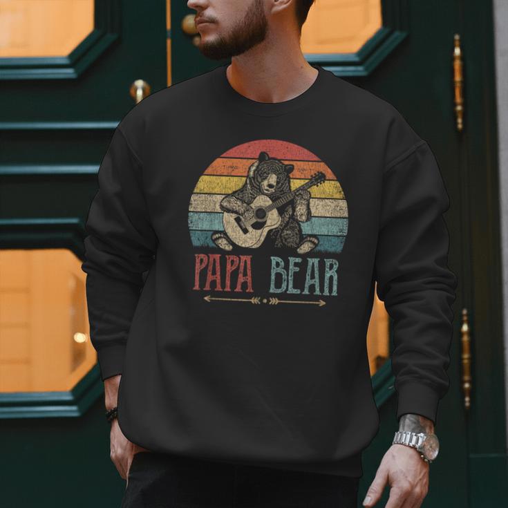 Cute Papa Bear Vintage Father's Day Retro Dad Guitar Men Sweatshirt