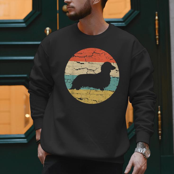 Dachshund Long Haired Dog Vintage Mom Dad Retro Men Sweatshirt