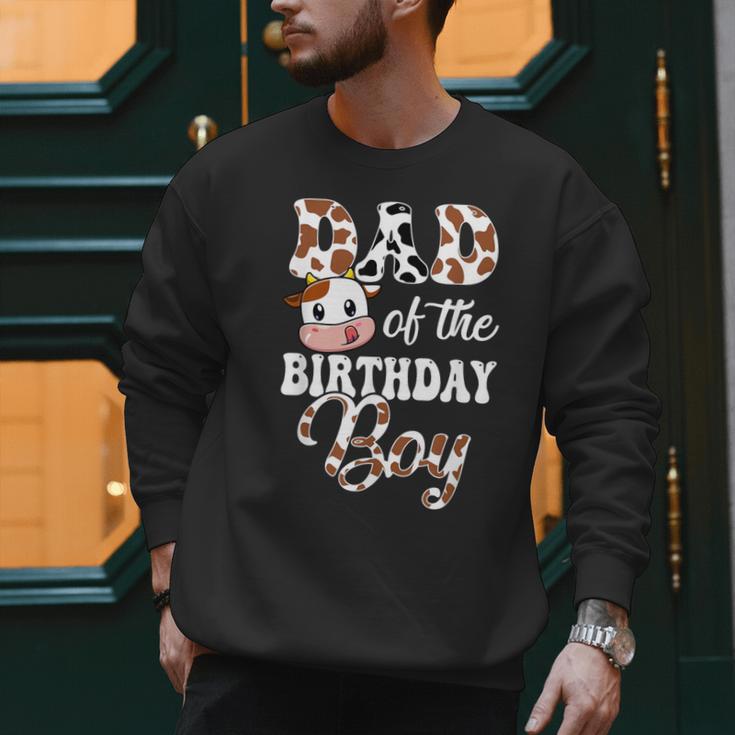 Dad Of The Birthday Boy Cow Farm 1St Birthday Boy Men Sweatshirt